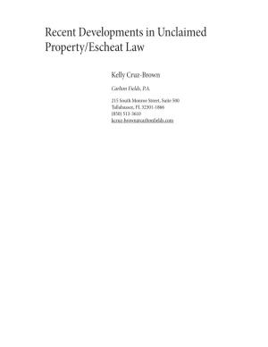 Recent Developments in Unclaimed Property/Escheat Law