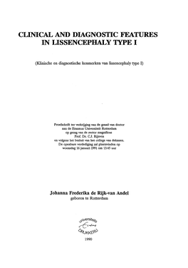 CLINICAL and DIAGNOSTIC FEATURES in Lissencephaly TYPE I