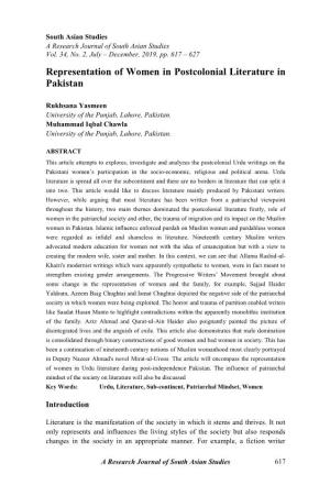 Representation of Women in Postcolonial Literature in Pakistan