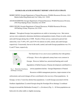 Georgia Black Bear Project Report & Status Update (US Fish & Wildlife