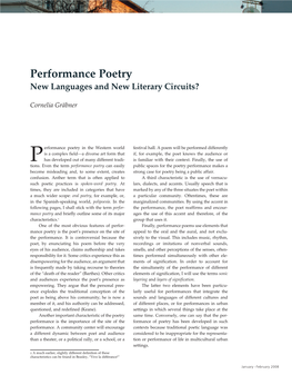 Performance Poetry New Languages and New Literary Circuits?