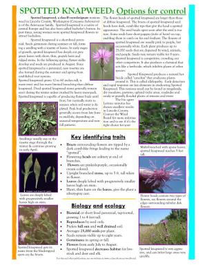 SPOTTED KNAPWEED: Options for Control