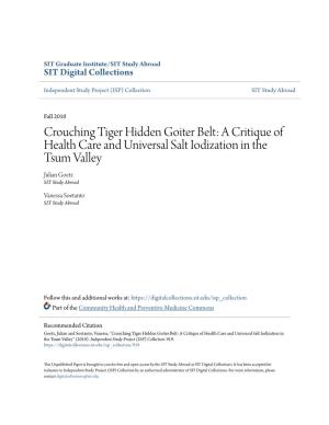 A Critique of Health Care and Universal Salt Iodization in the Tsum Valley Julian Goetz SIT Study Abroad