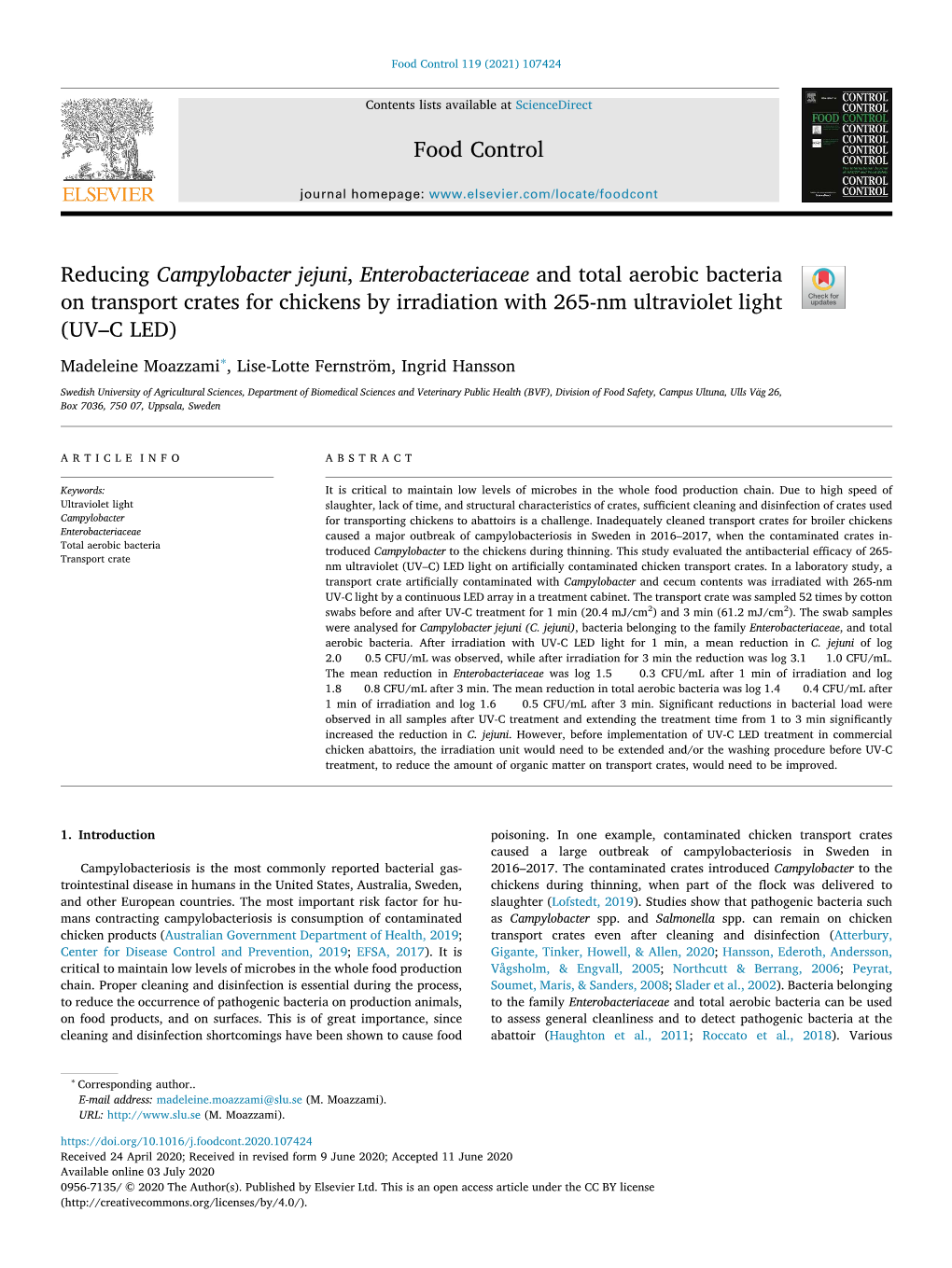 Reducing Campylobacter Jejuni, Enterobacteriaceae and Total