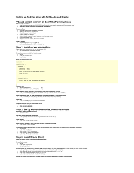 Setting up Red Hat Linux X86 for Moodle and Oracle: **Based