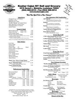 Kosher Cajun NY Deli and Cajun NY Deli and Grocery