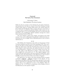 Foreword the Syriac New Testament by George A. Kiraz