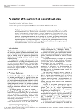 Application of the ABC Method in Animal Husbandry