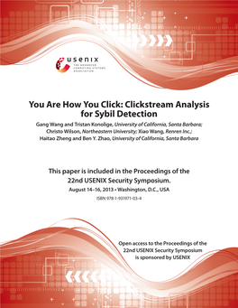 You Are How You Click: Clickstream Analysis for Sybil Detection