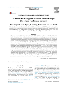 Clinical Pathology of the Vulnerable Gough Moorhen (Gallinula Comeri)