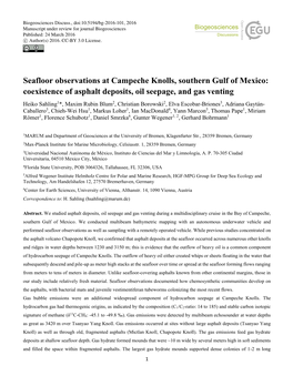 Seafloor Observations at Campeche Knolls, Southern Gulf of Mexico