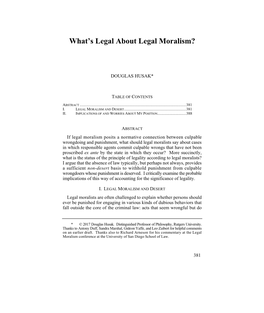 What's Legal About Legal Moralism?