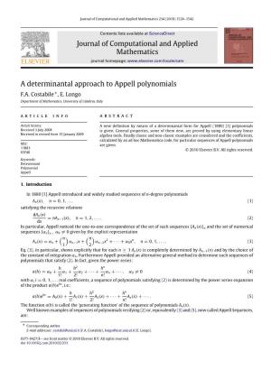 A Determinantal Approach to Appell Polynomials F.A