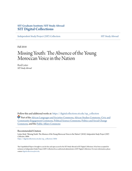 Missing Youth: the Absence of the Young Moroccan Voice in the Nation Reid Leiter SIT Study Abroad