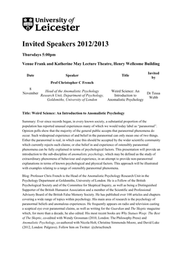 Invited Speakers 2012/2013