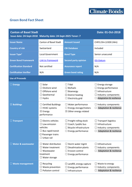 Green Bond Fact Sheet