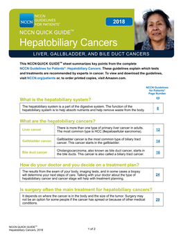 Hepatobiliary Cancers LIVER, GALLBLADDER, and BILE DUCT CANCERS