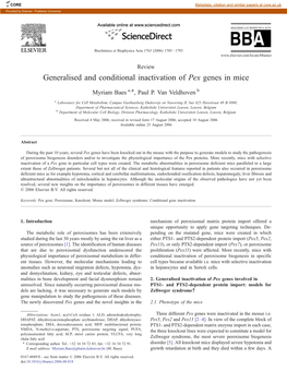 Generalised and Conditional Inactivation of Pex Genes in Mice ⁎ Myriam Baes A, , Paul P