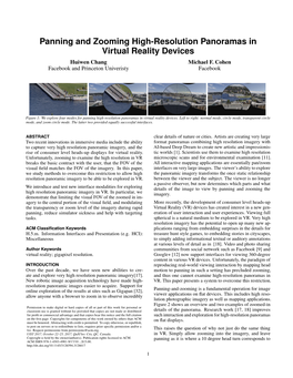 Panning and Zooming High-Resolution Panoramas in Virtual Reality Devices Huiwen Chang Michael F