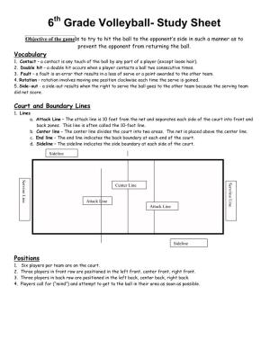 6 Grade Volleyball- Study Sheet