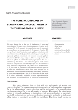 The Combinatorial Use of Statism and Cosmopolitanism in Theories of Global Justice