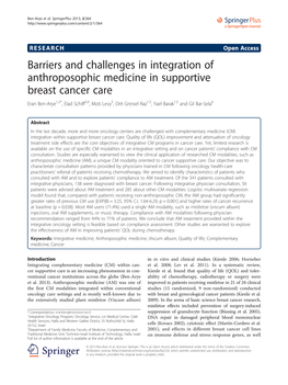 Barriers and Challenges in Integration of Anthroposophic Medicine In