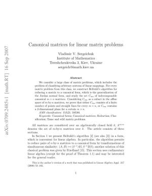 Canonical Matrices for Linear Matrix Problems, Preprint 99-070 of SFB 343, Bielefeld University, 1999, 43 P