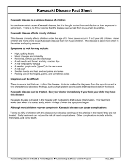 Kawasaki Disease Fact Sheet