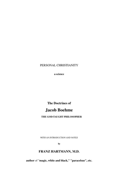 The Life and Doctrines of Jacob Boehme