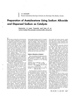 Preparation of Acetylacetone Using Sodium Alkoxide and Dispersed Sodium As Catalysts