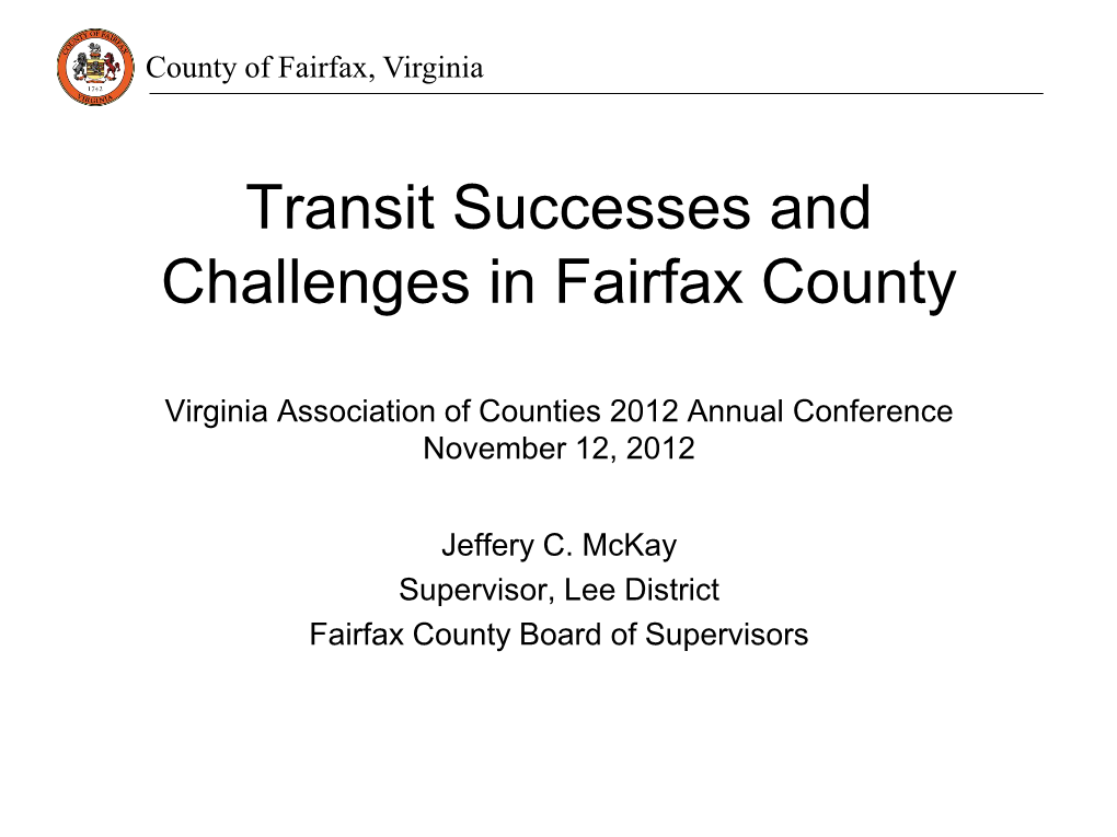 Fairfax County Characteristics