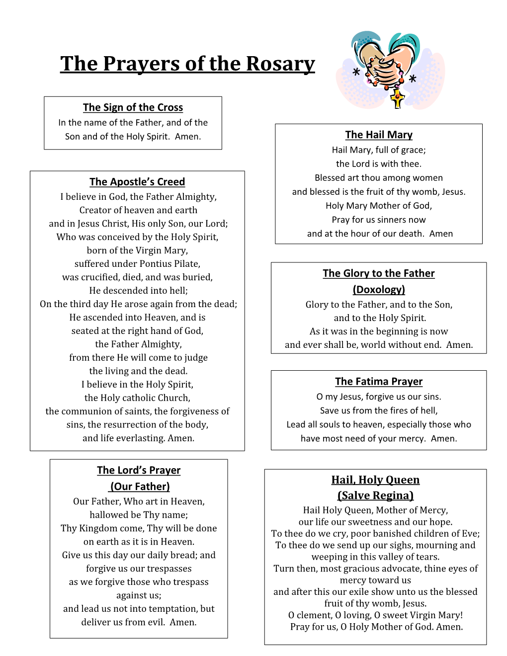 The Prayers of the Rosary