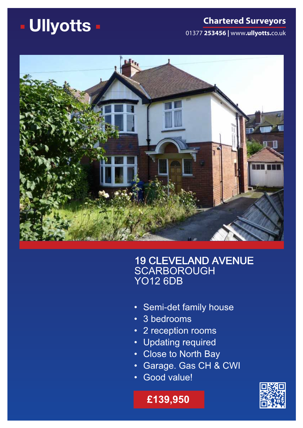 £139,950 19 Cleveland Avenue Scarborough Yo12