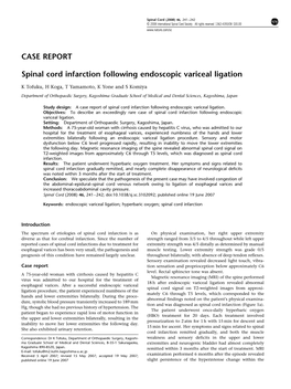 CASE REPORT Spinal Cord Infarction Following Endoscopic Variceal Ligation