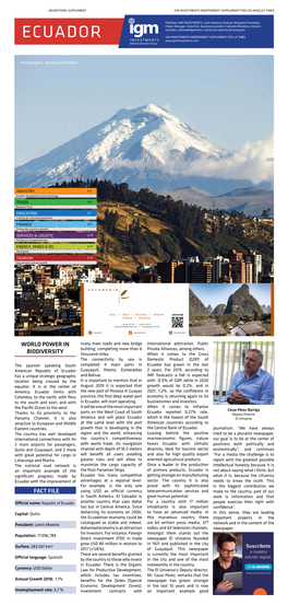 Ecuador Igm Imvestments Independent Supplement for La Times