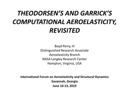 Theodorsen's and Garrick's Computational