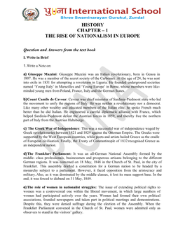 History Chapter – 1 the Rise of Nationalism in Europe