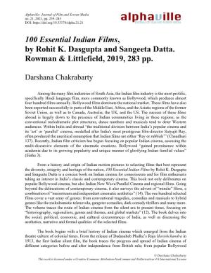 100 Essential Indian Films, by Rohit K. Dasgupta and Sangeeta Datta