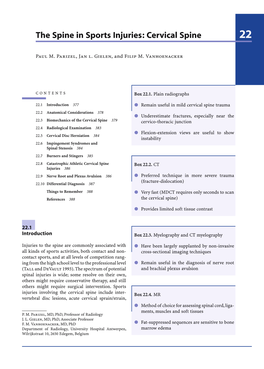 The Spine in Sports Injuries: Cervical Spine 22