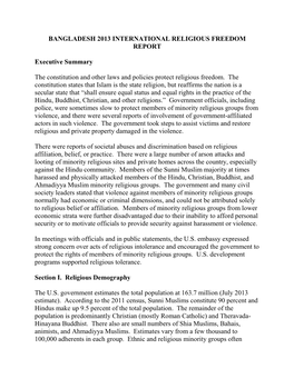 Bangladesh 2013 International Religious Freedom Report