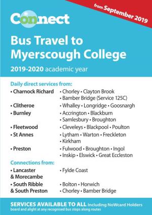 Bus Travel to Myerscough College 2019-2020 Academic Year