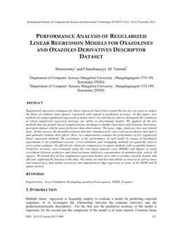 Performance Analysis of Regularized Linear Regression Models for Oxazolines and Oxazoles Derivatives Descriptor Dataset