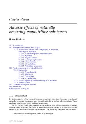 Chapter 11: Adverse Effects of Naturally Occurring Nonnutritive Substances