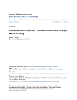 Vietnam Without Guarantees: Consumer Attitudes in an Emergent Market Economy