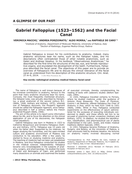 Gabriel Falloppius (1523–1562) and the Facial Canal