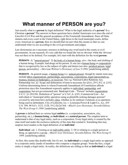 What Manner of PERSON Are You?