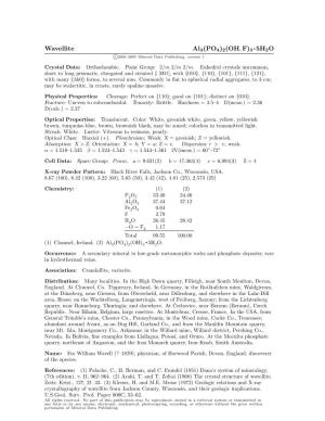 Wavellite Al3(PO4)2(OH, F)3 • 5H2O C 2001-2005 Mineral Data Publishing, Version 1