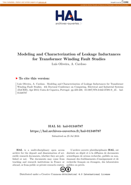 Modeling and Characterization of Leakage Inductances for Transformer Winding Fault Studies Luís Oliveira, A