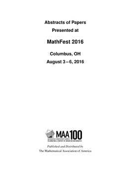 Mathfest 2016