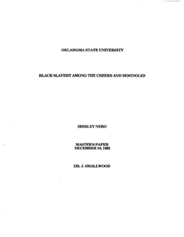 OKLAHOMA STATE UNIVERSITY BLACK Slavery AMONG Tile